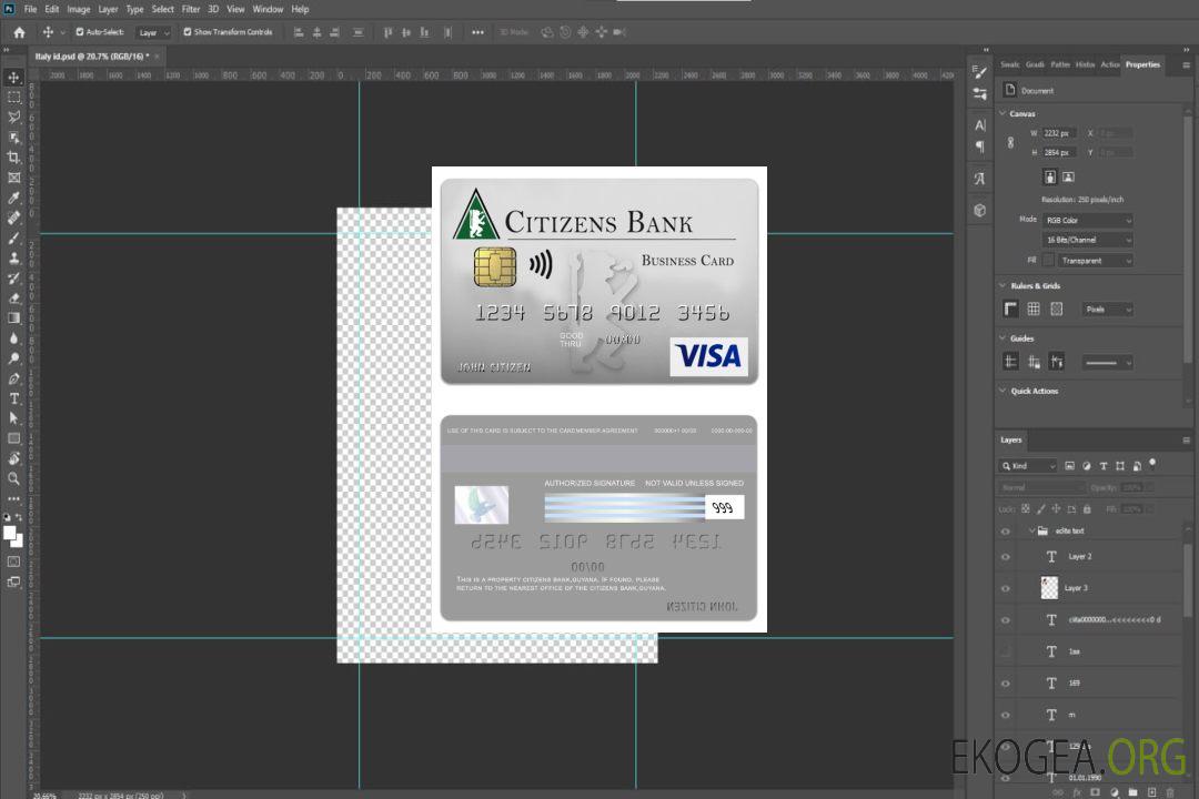 Carte de visite visa de la Guyana Citizens Bank template Carte de visite visa de la Guyana Citizens Bank template